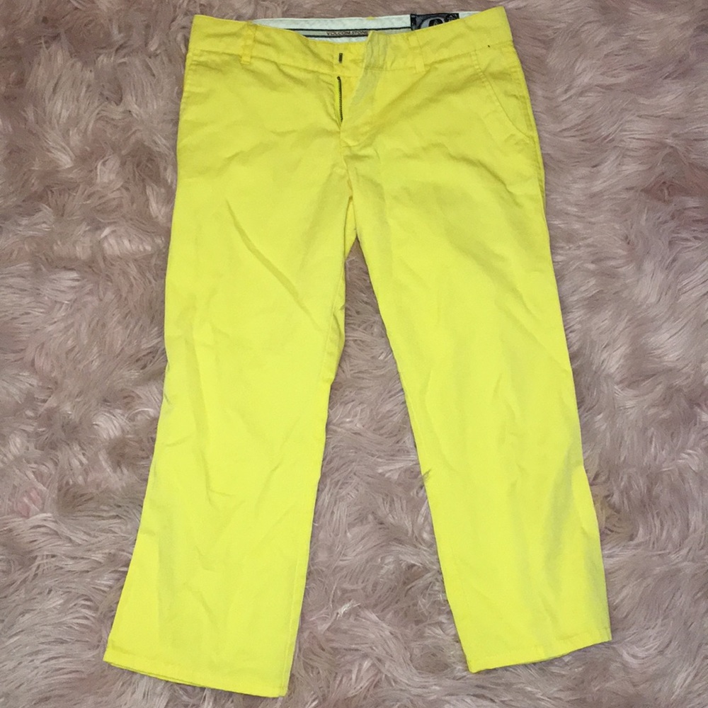 Yellow, shin high volcom pants